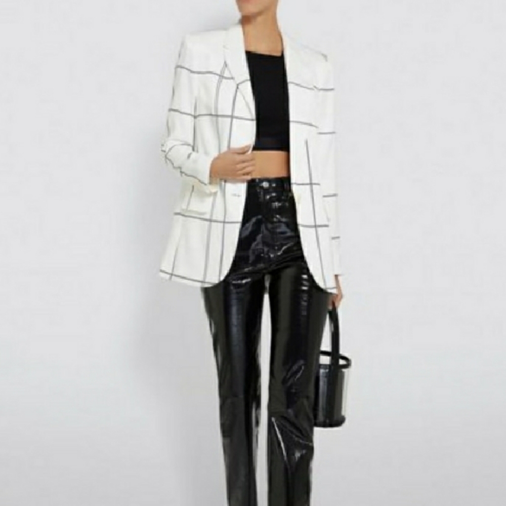 NWT Equipment James Blazer in White Black Windowpane Print Sz‎ 2